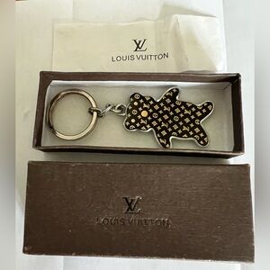 Vintage Louis Vuitton Monogram Bear Keyring in Black and Gold with original box